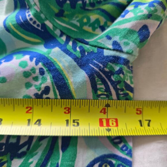 Lily Pulitzer Floral Paisley V-neck Shift Mini Dress Tunic Blue-XS Pima Cotton - Picture 6 of 7